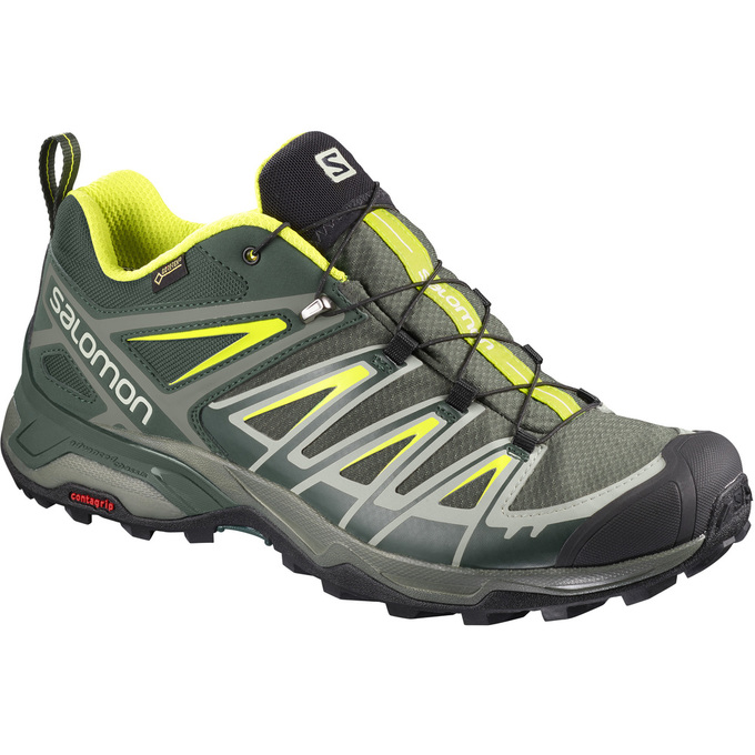 Chaussures De Randonnée Salomon Homme Vert Olive / Noir - Salomon X ULTRA 3 GTX® - France (7460-GLYI